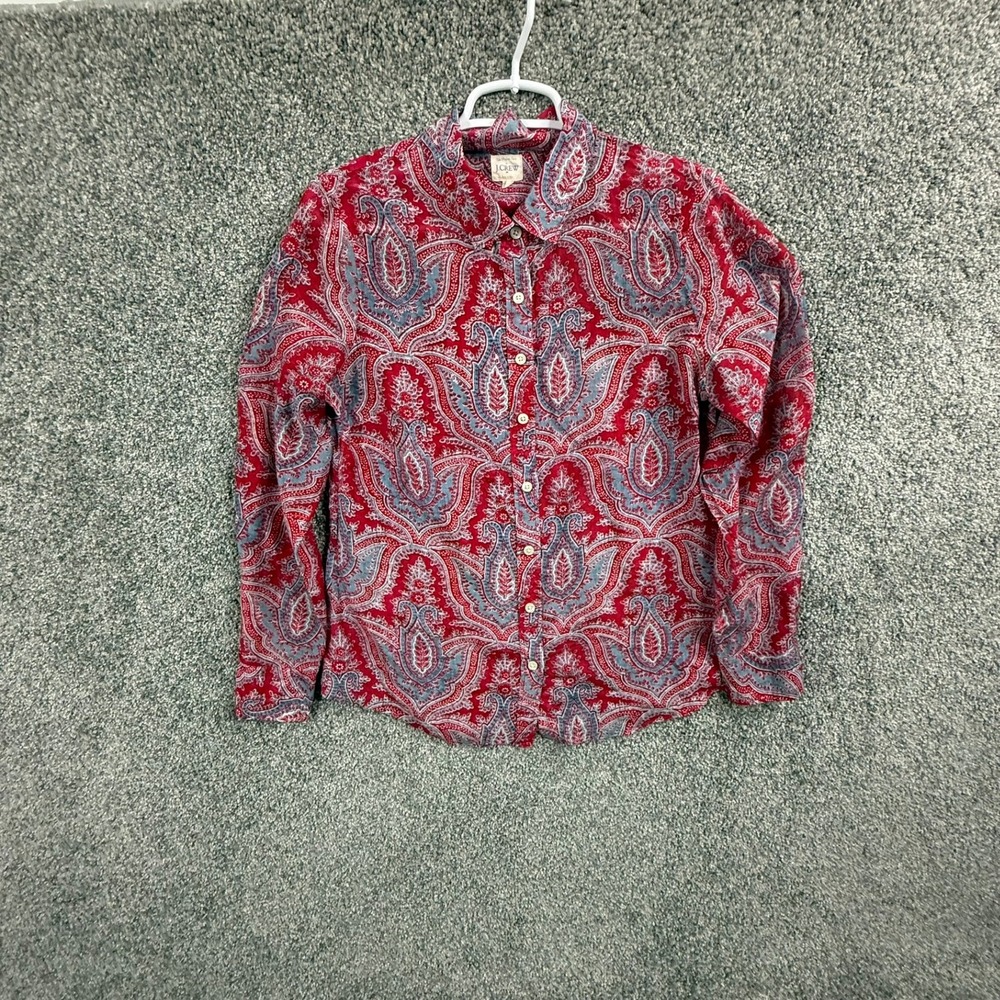 J.Crew The Perfect Shirt Red Blue Paisley Cotton Silk Button Down Medium